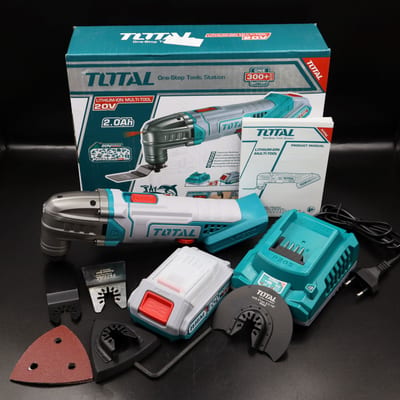 TOTAL เครื่องตัด-ขัดอเนกประสงค์ไร้สาย 20V (แบต 2A+แท่นชาร์จ 2A)