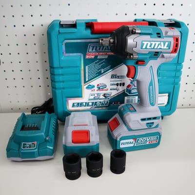 TOTAL บล็อคกระแทกไร้สาย 4หุน 20V BL 500Nm (แบต 4Ax2 + แท่นชาร์จ + กล่องพลาสติก)