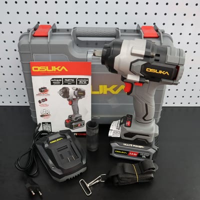 OSUKA บล็อคกระแทกไร้สาย 1100NM 20V BL (แบต 5Ah+แท่นชาร์จ+กล่องพลาสติก)