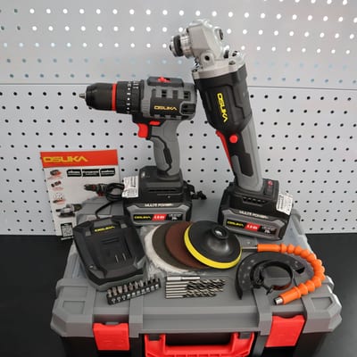 OSUKA ชุดสว่าน+เครื่องเจียรไร้สาย 20V BL (แบต 4Ahx2+แท่นชาร์จ+กล่องพลาสติก)