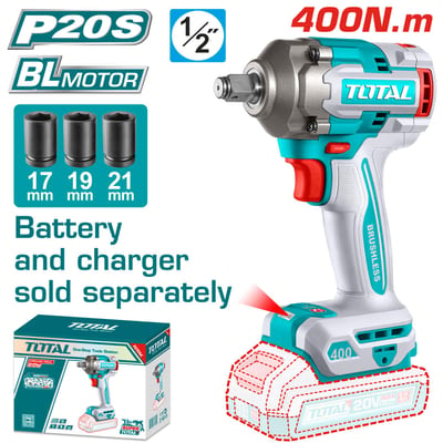 TOTAL บล็อคกระแทกไร้สาย 20V BL 400Nm (ตัวเปล่า)