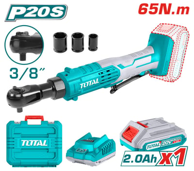 TOTAL ด้ามฟรีไร้สาย 3/8" 20V (แบต2Ah+แท่นชาร์จ+กล่อง)