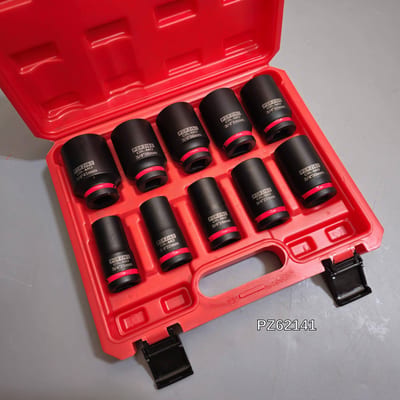 PERZISE ชุดลูกบล็อคดำยาว 6หุน 6เหลี่ยม 10ตัวชุด 21-41