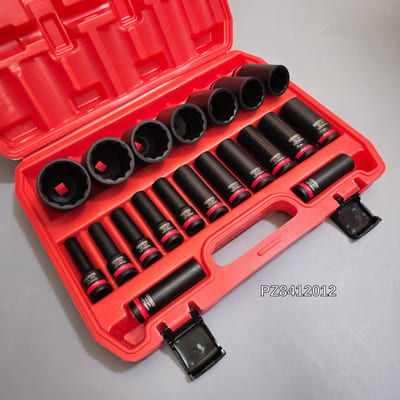 PERZISE ชุดลูกบล็อกดำยาว 12เหลี่ยม 4หุน 20ตัวชุด เบอร์ 8-41mm