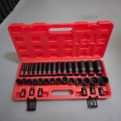 PERZISE ชุดลูกบล็อกดำ สั้น+ยาว 6เหลี่ยม 4หุน 35ตัวชุด เบอร์ 8-32mm