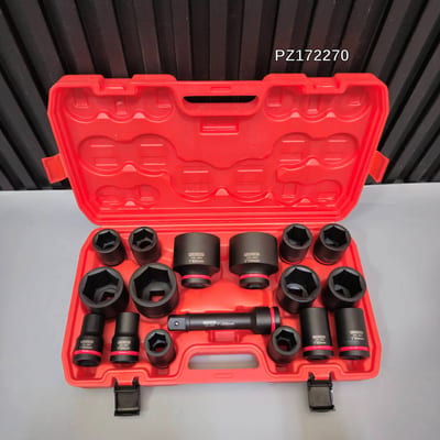 PERZISE ชุดลูกบล็อกดำ 6เหลี่ยม 1นิ้ว 17ตัวชุด เบอร์ 22-70mm